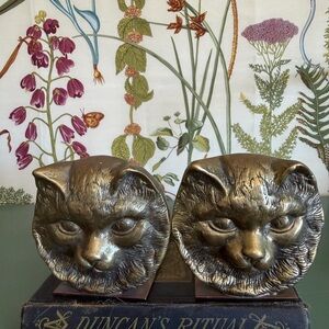 Vintage Brass Cat Bookends